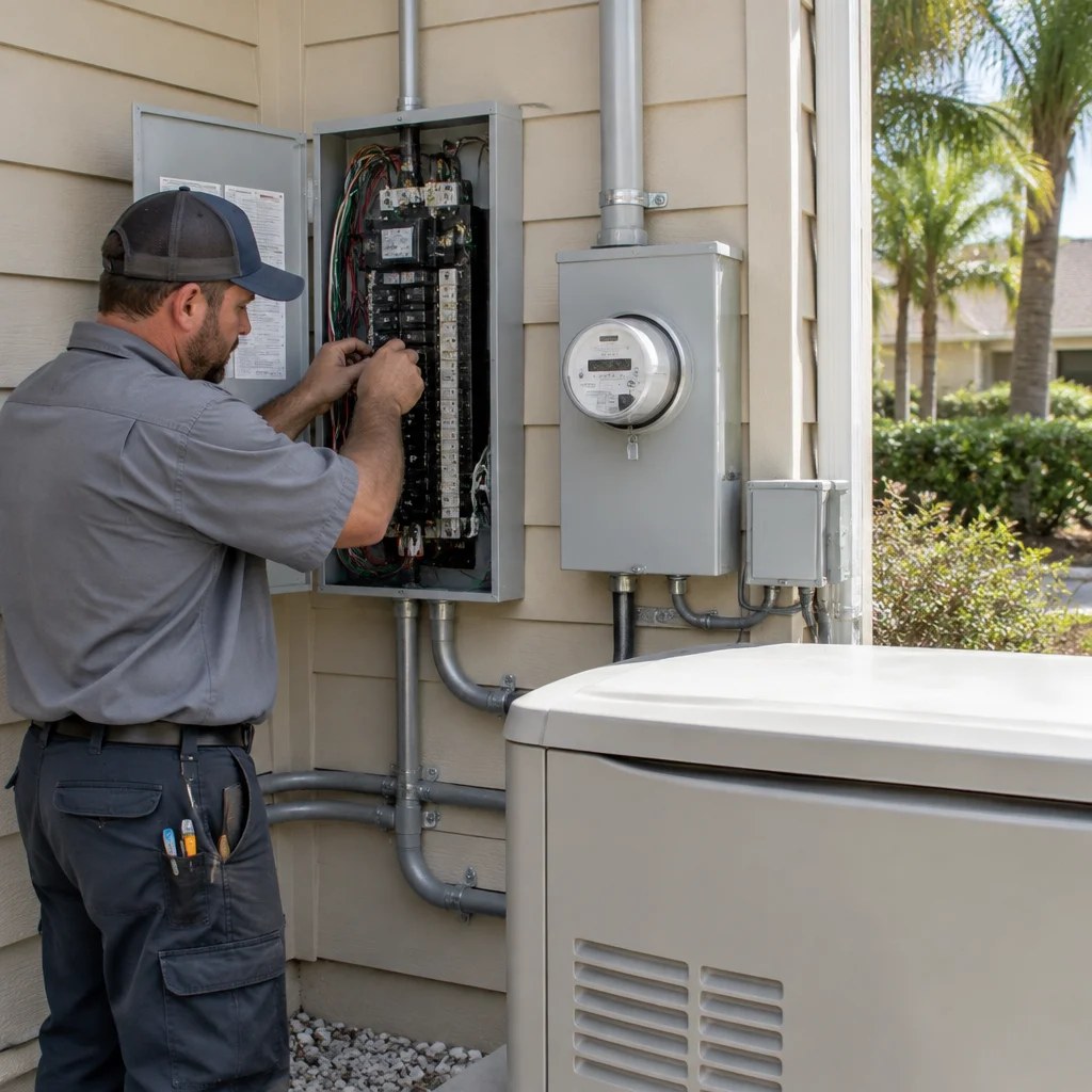 An electrician planning backup power at a home panel
